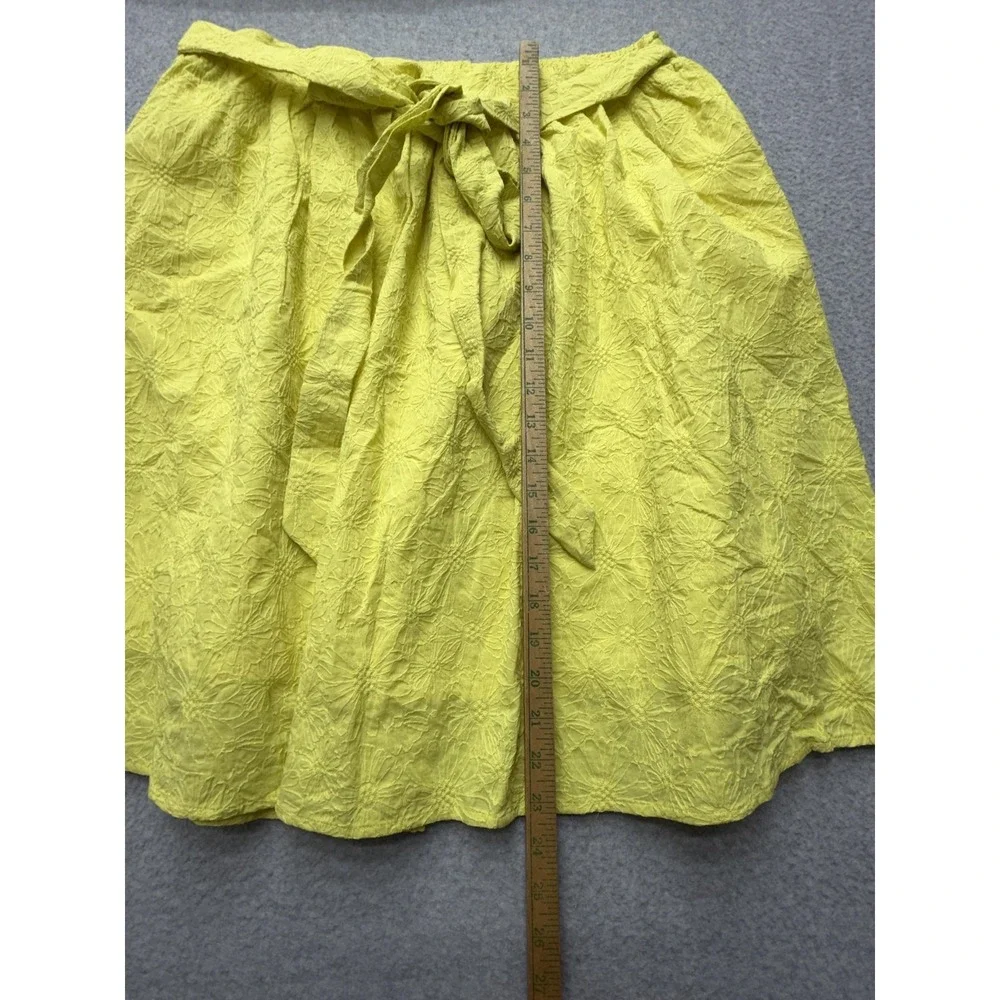 Ivy City Co Womens‎ 1X Yellow Floral Embroidered 2 Piece Skirt Set Puff Sleeve